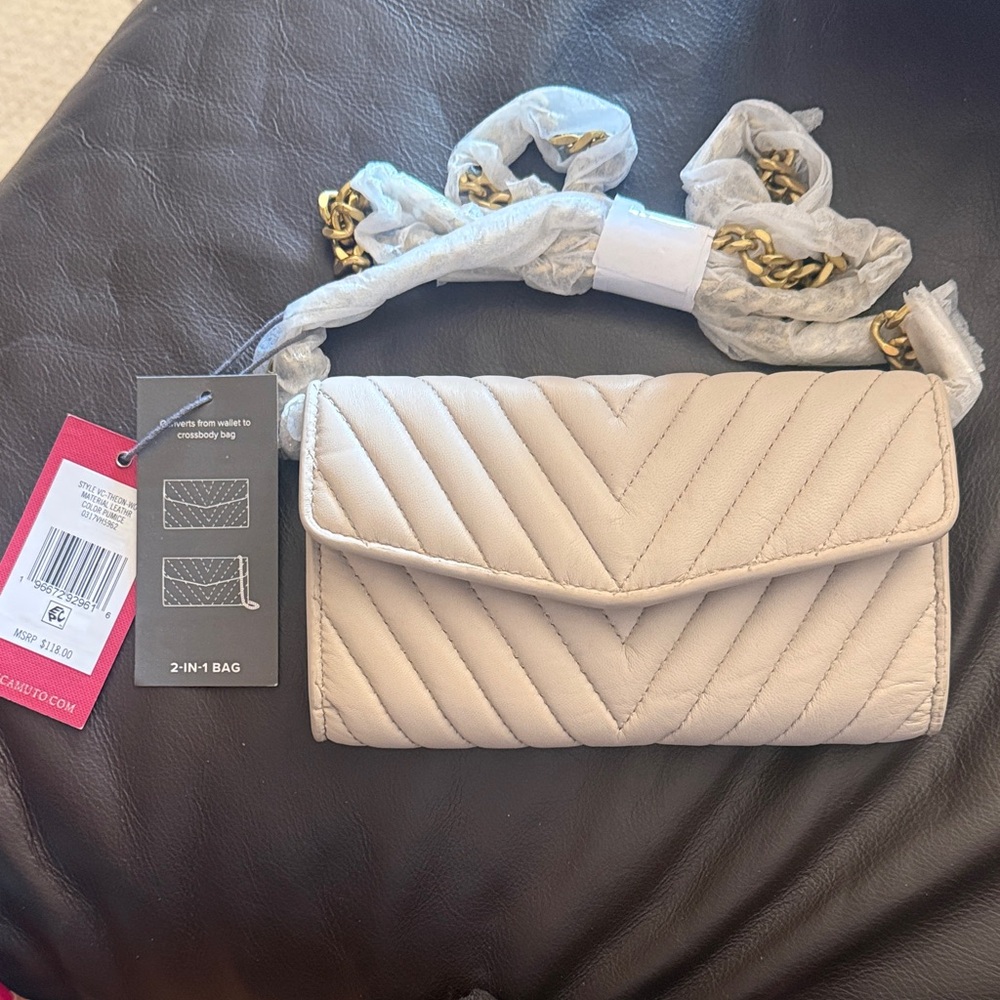 Vince Camuto Cream Leather Quilted Wallet to Crossbody Bag (New with tags)
